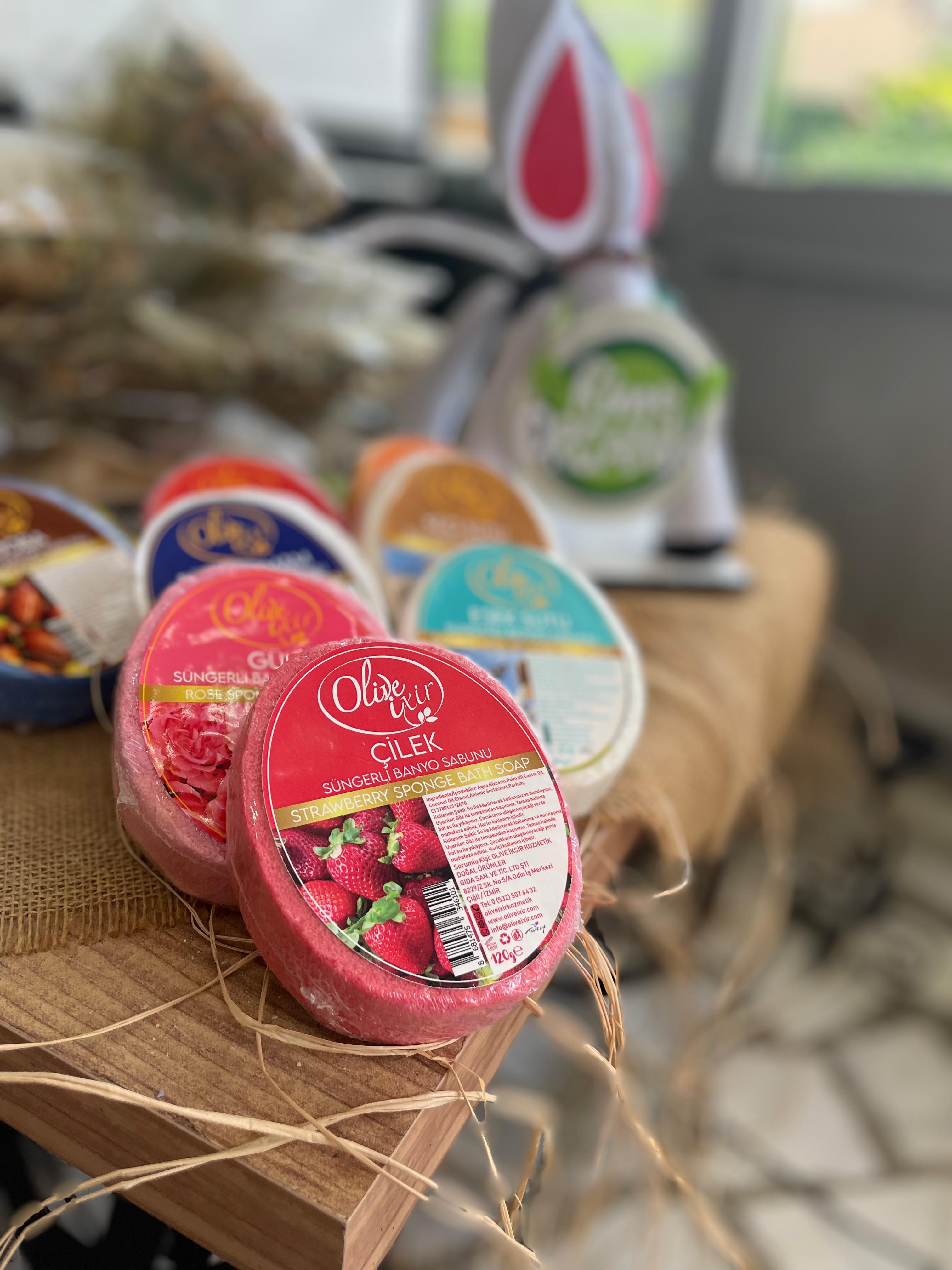 çilek aromalı süngerli sabun