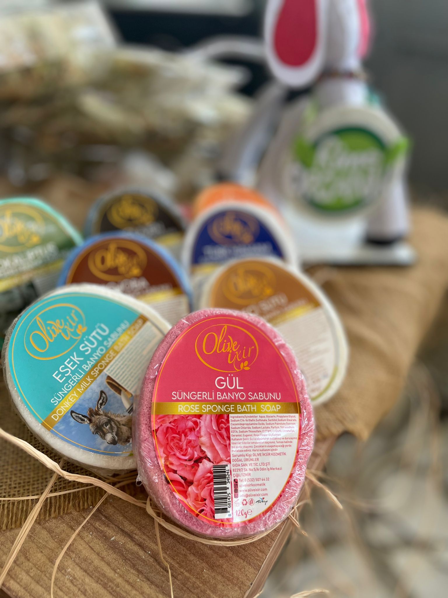 gül özlü süngerli banyo sabunu