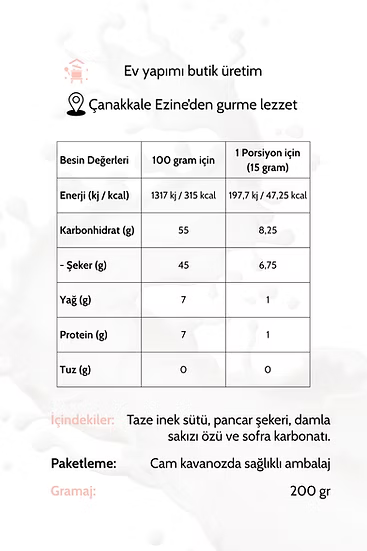 Katkısız Doğal Damla Sakızlı Süt Reçeli